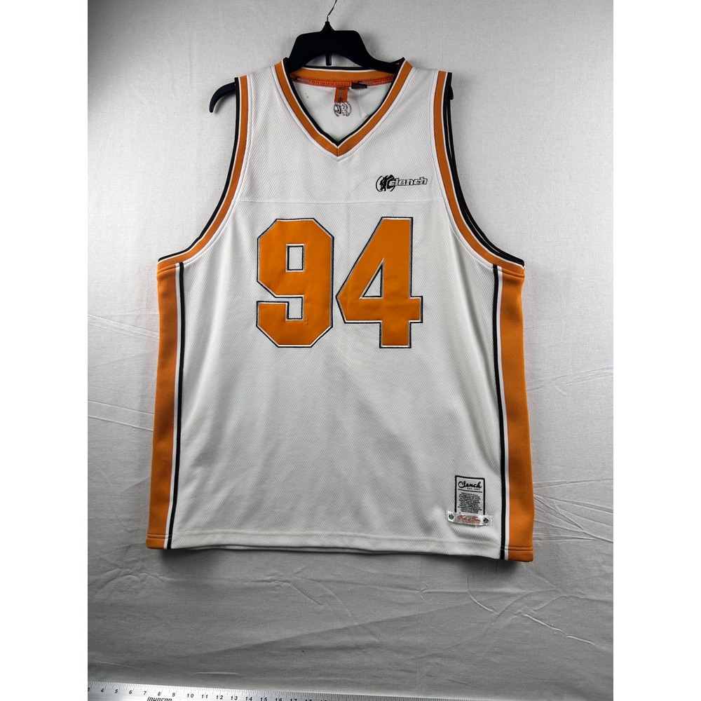 Clench Hall of Fame Collection Basketball Jersey 94 White Orange XXL Vntg style